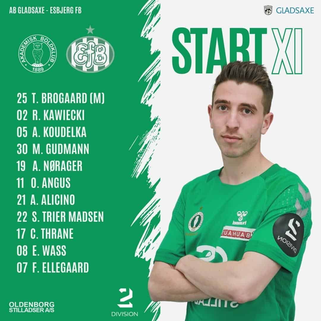 Starting lineup against Esbjerg fB