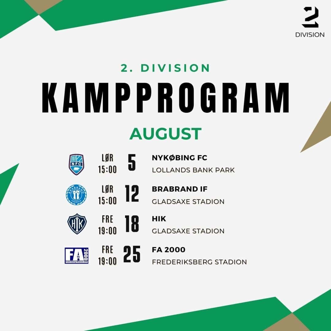 The match schedule for August